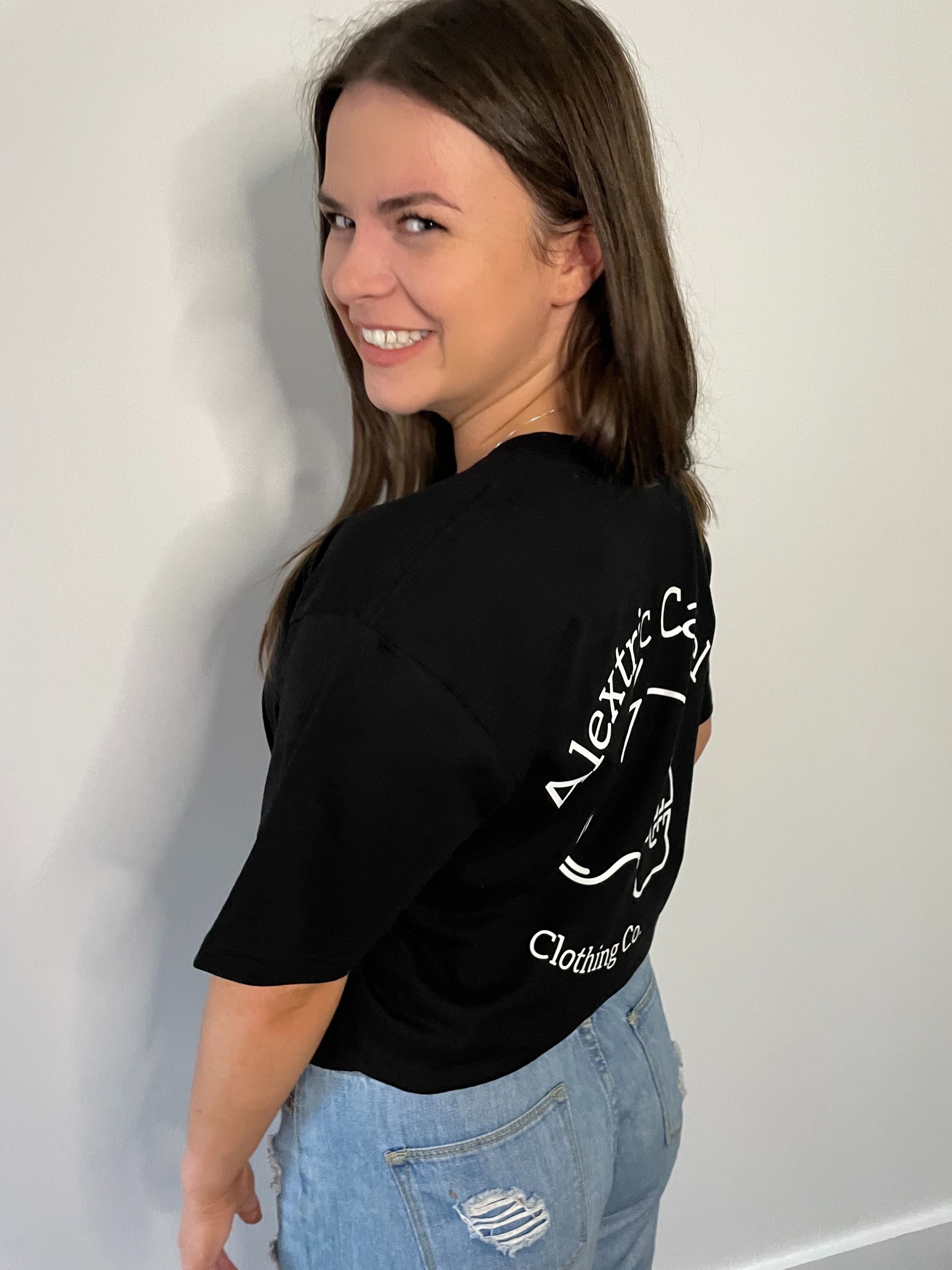Black graphic skull back print