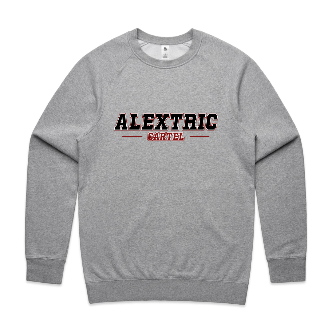 Best selling Tric print from Alextric Cartel. Light grey pull over crew neck jumper.